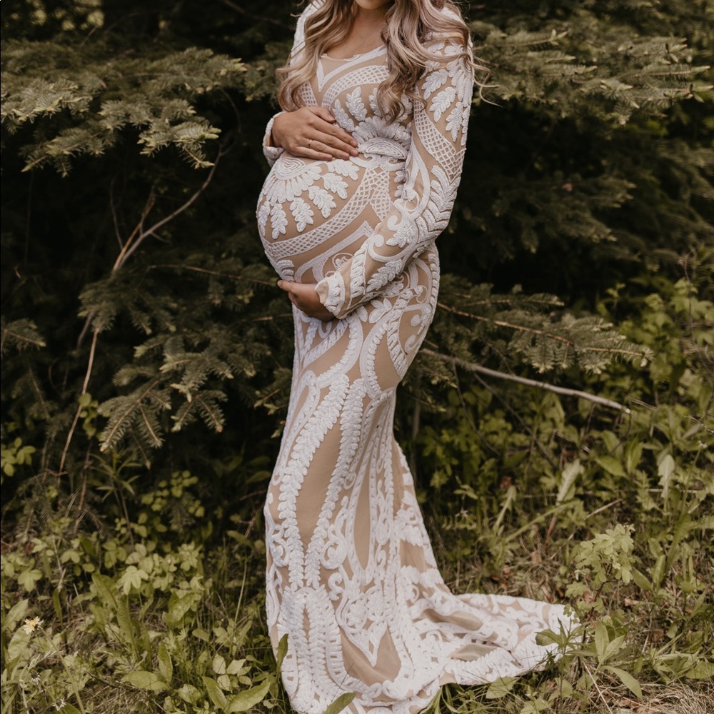 Beautiful custom sequins maternity dress, photoshoot gown